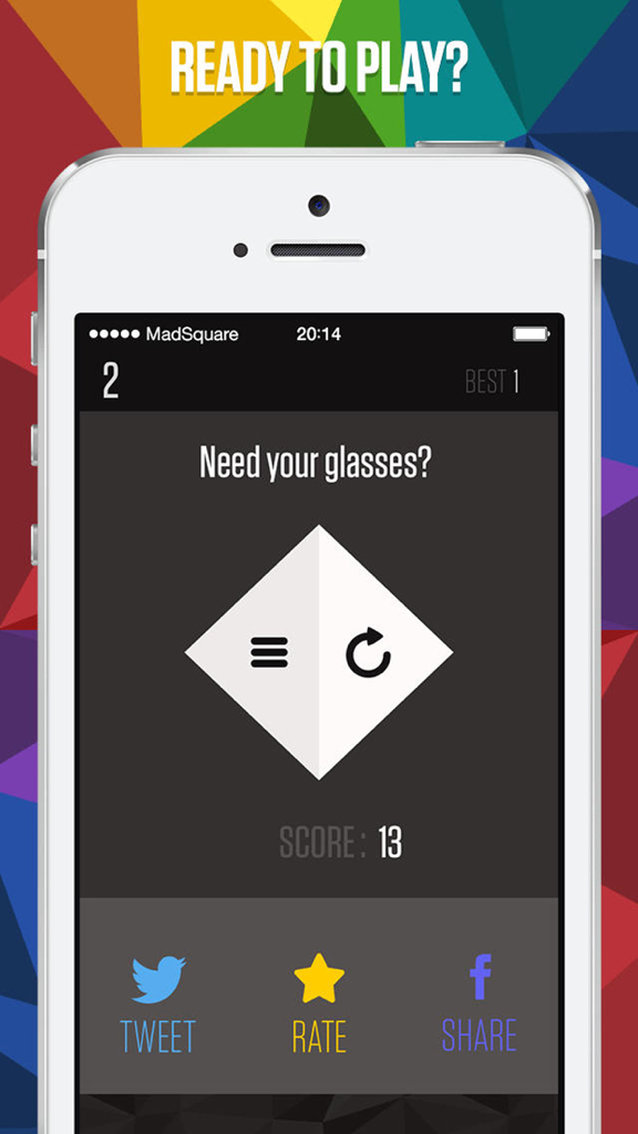ColorNot game interface showing current score and social share options