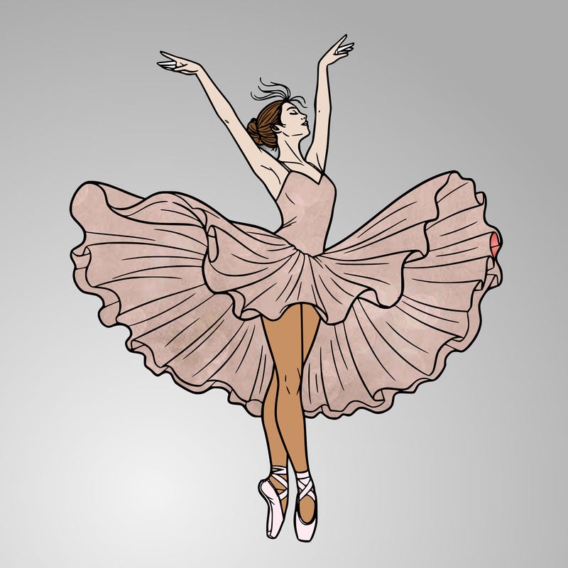 a delicate ballerina with her costume in motion.