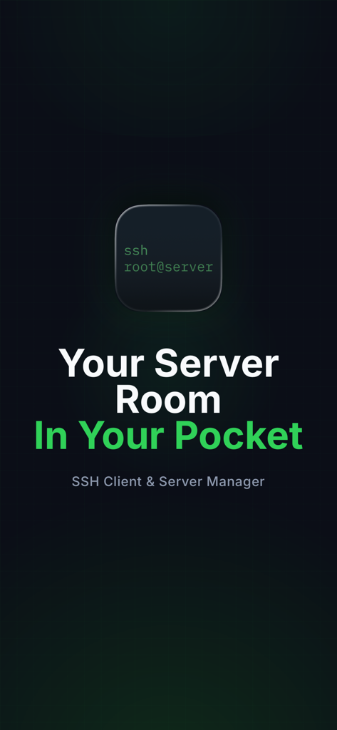 Terminal - SSH Client - Terminal SSH Client intro screen with the text Your Server Room In Your Pocket