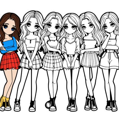 a group of girls realistic