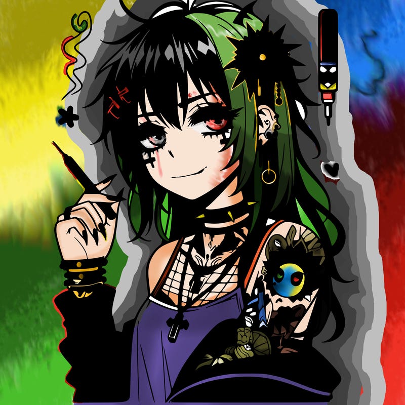 pretty and edgy gothic anime girl