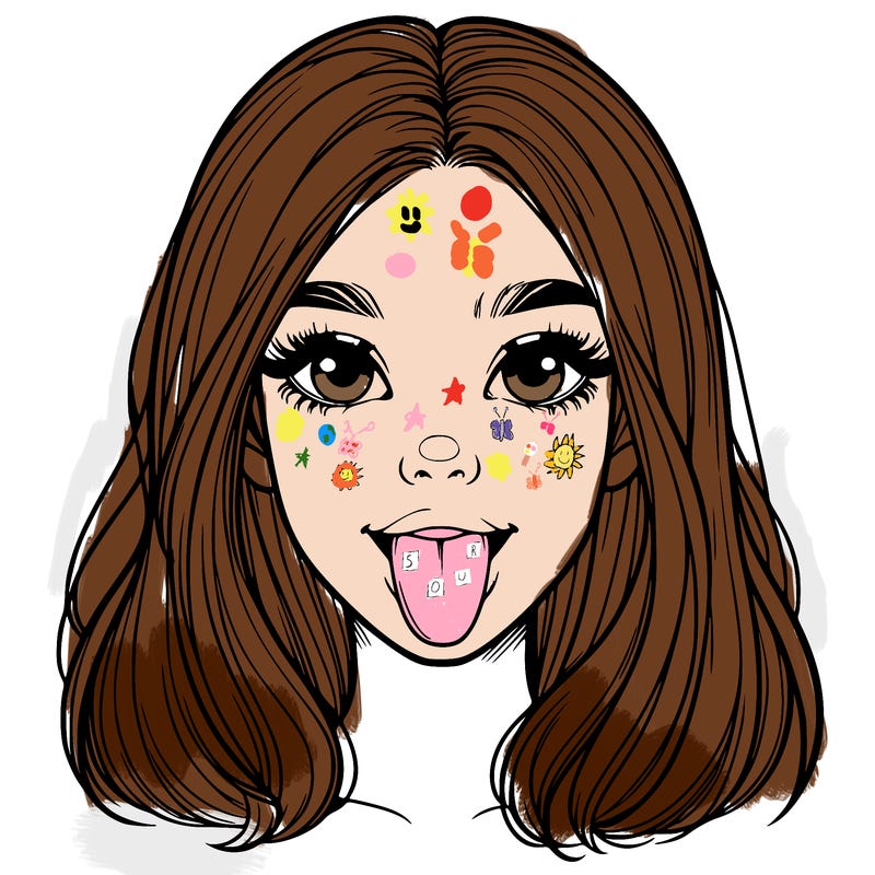 realistic girl with her tongue out