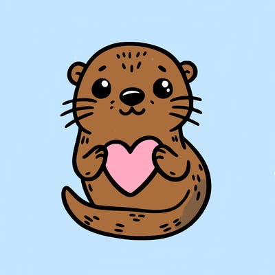 otter with a heart