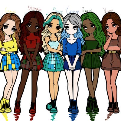 a group of girls realistic