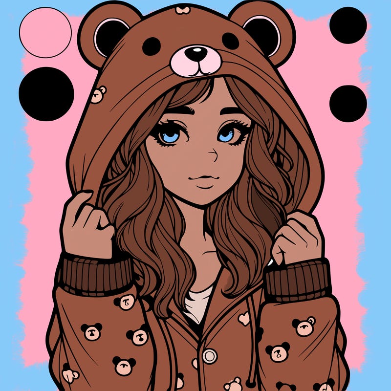 realistic girl in a animal pjs hoodie