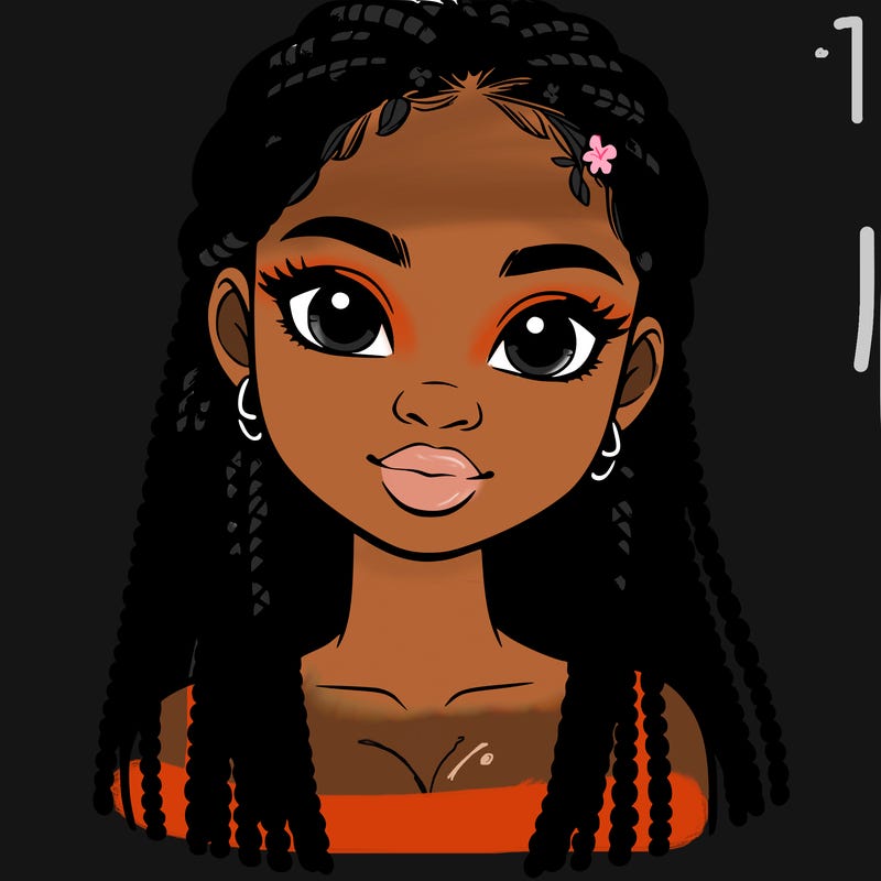 a realistic black girl with braids