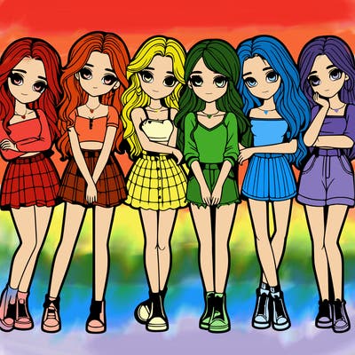 a group of girls realistic