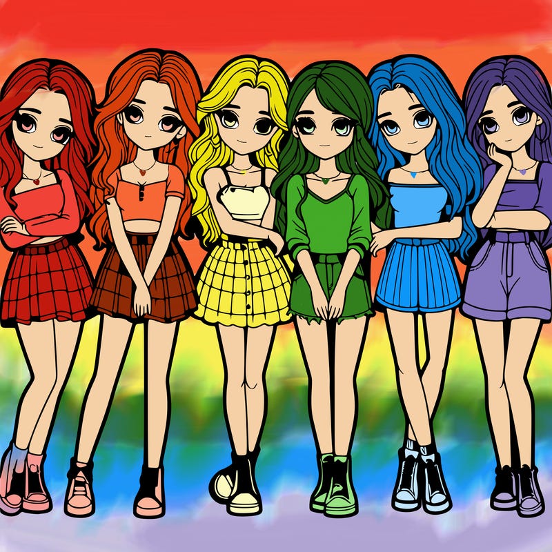 a group of girls realistic