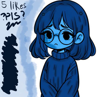 sad girl with glasses in a sweater
