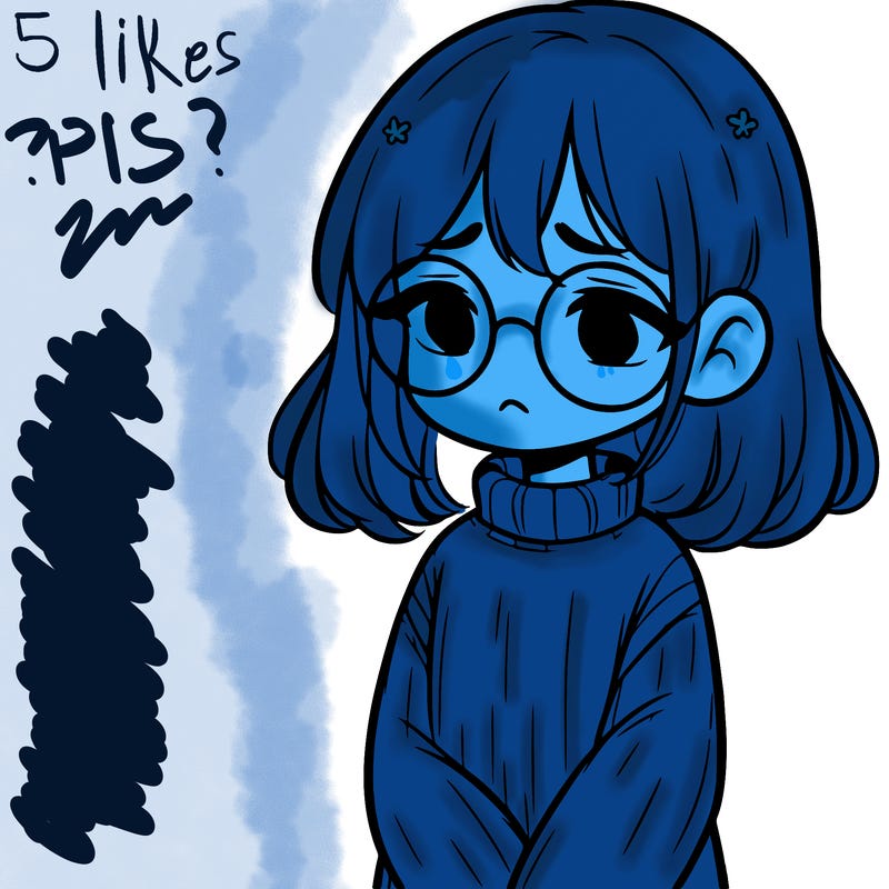 sad girl with glasses in a sweater