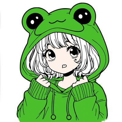 a cute teenage girl wearing a frog hoodie