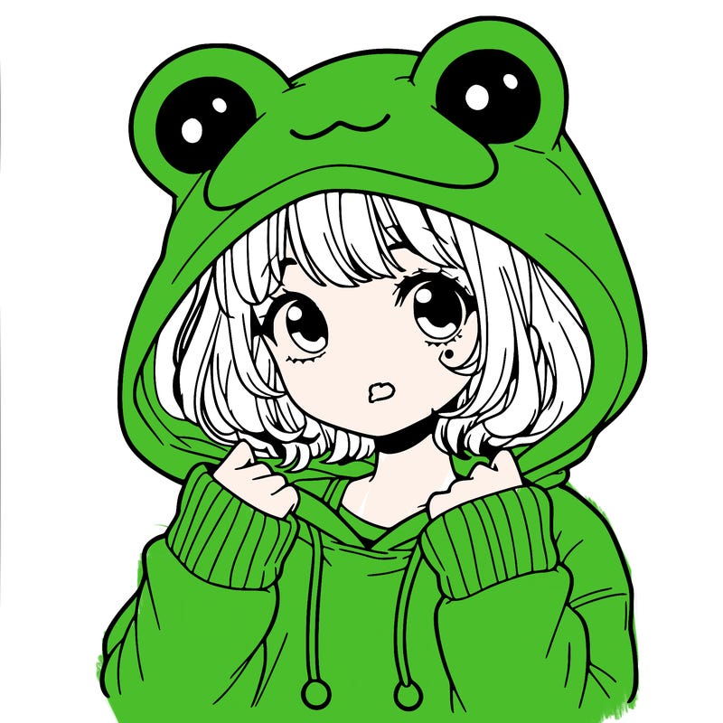 a cute teenage girl wearing a frog hoodie