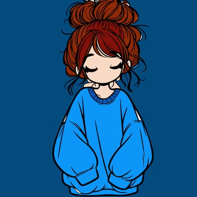 girl with baggy sweatshirt and messy bun