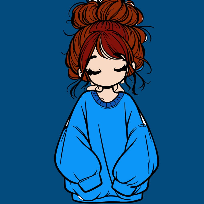 girl with baggy sweatshirt and messy bun