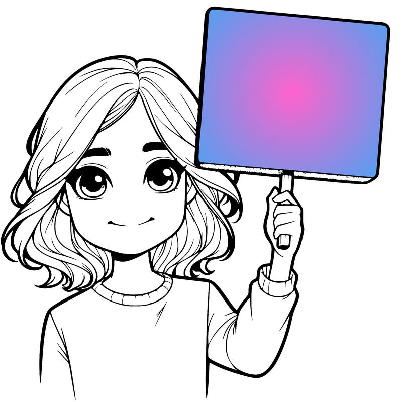 realistic girl holding up a sign