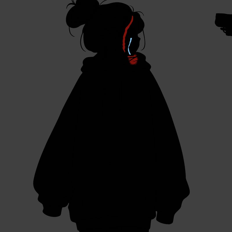 realistic girl with a oversized sweatshirt on and a bun