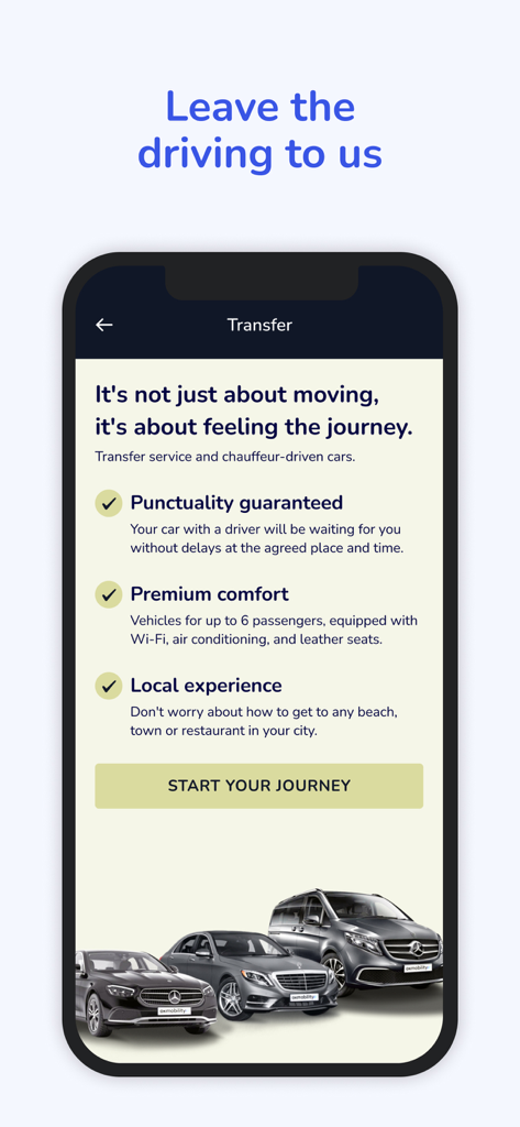 OK Mobility - Détails du service de transfert et de chauffeur de l'application OK Mobility