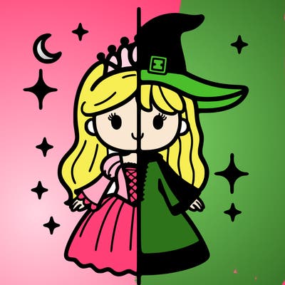 split princess and witch