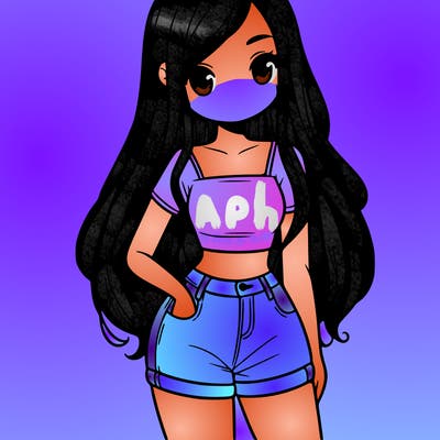 a girl with long hair wearing a crop top and shorts