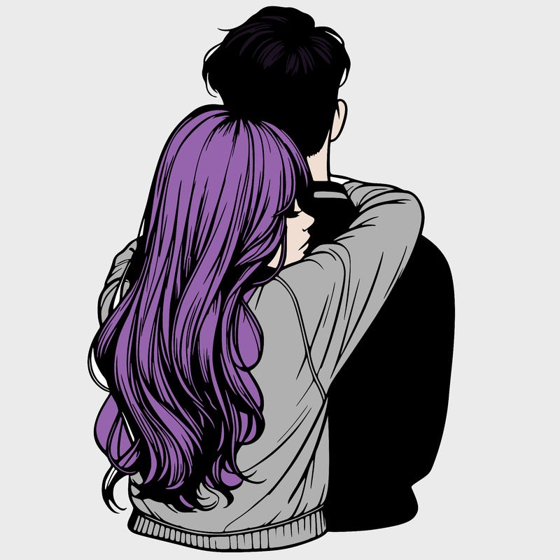 realistic girl hugging boyfriend from back