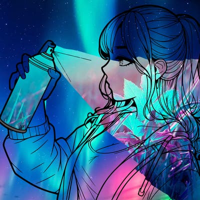 a realistic girl spray, painting
