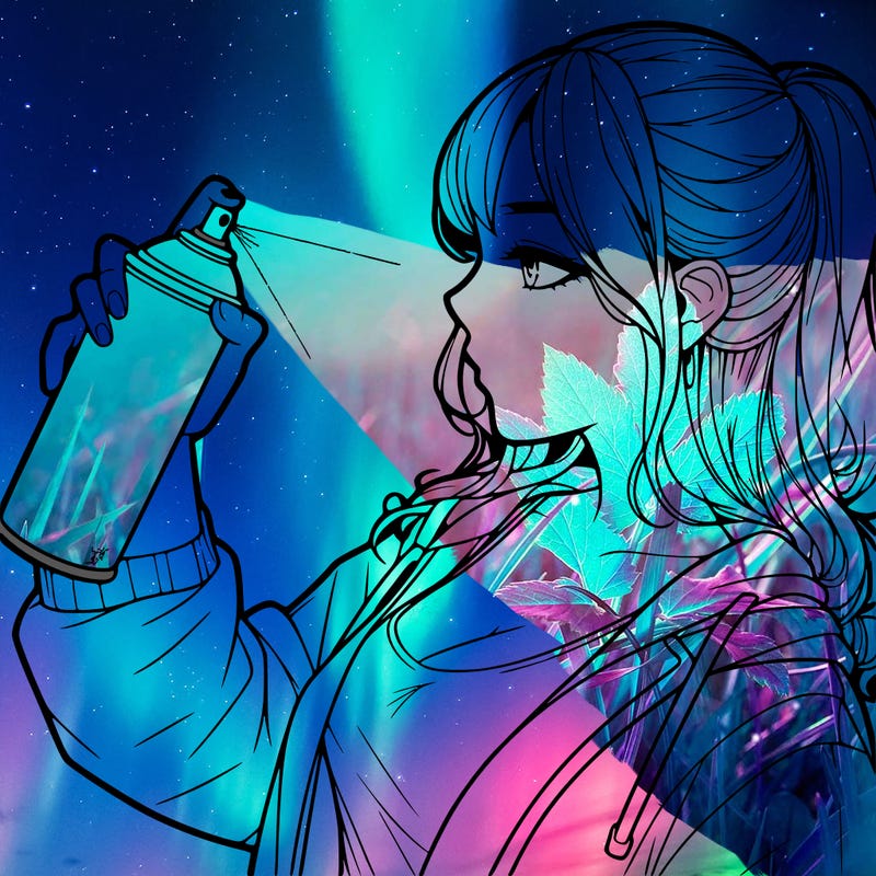 a realistic girl spray, painting