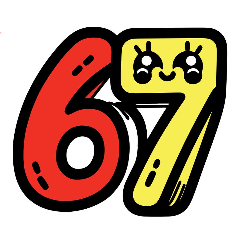 the numbers 67
