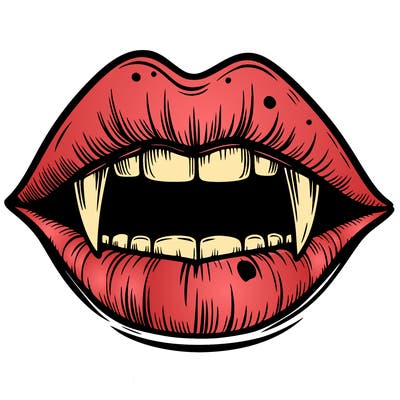 lips with vampire teeth
