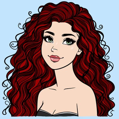 woman with curly  long hair realistic