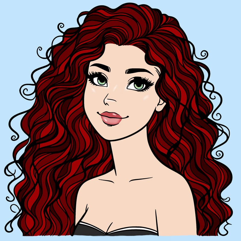 woman with curly  long hair realistic