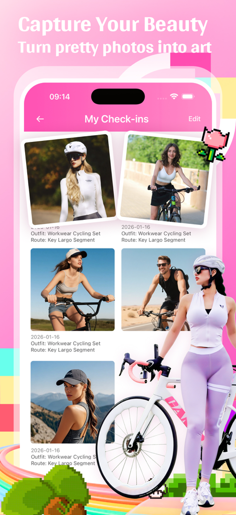 Velo: Cycle Crew - A gallery of stylish cycling outfits and route check-ins in the Velo Cycle Crew app