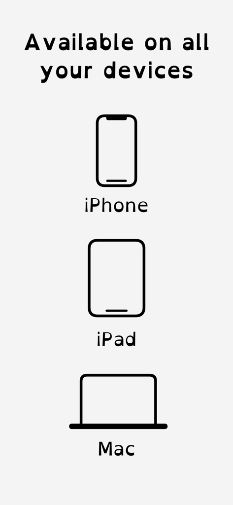 Text stating Available on all your devices shown with icons of an iPhone iPad and Mac in the OpenDyslexic font