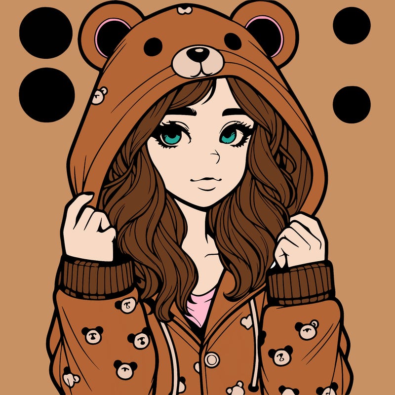 realistic girl in a animal pjs hoodie
