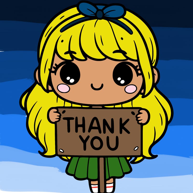 girl holding a thank you sign