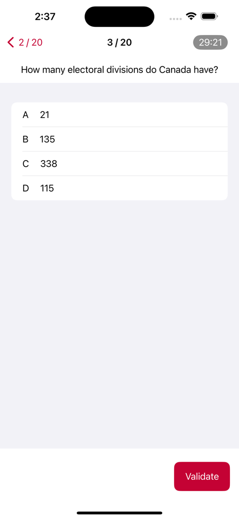 Canada Quiz. - カナダのクイズモバイルアプリの練習問題。カナダの選挙区に関する問題です。