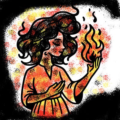 woman with fire