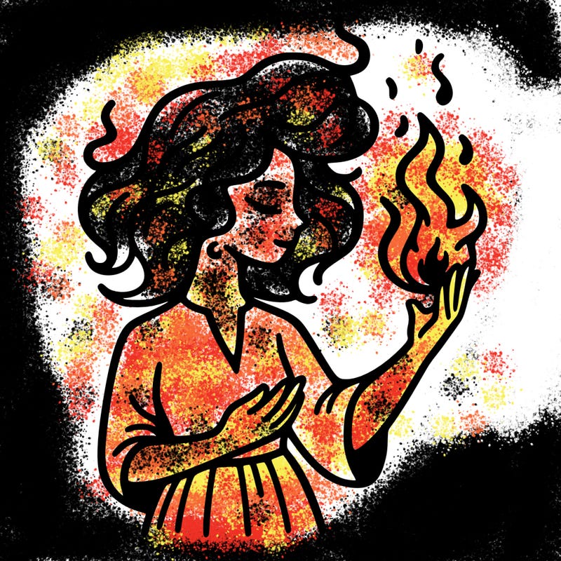 woman with fire