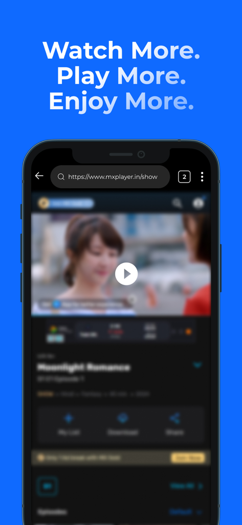 Seeker: Private Web Search - Interfaz de la aplicación Seeker que muestra un navegador web privado con un reproductor de video y funciones de entretenimiento