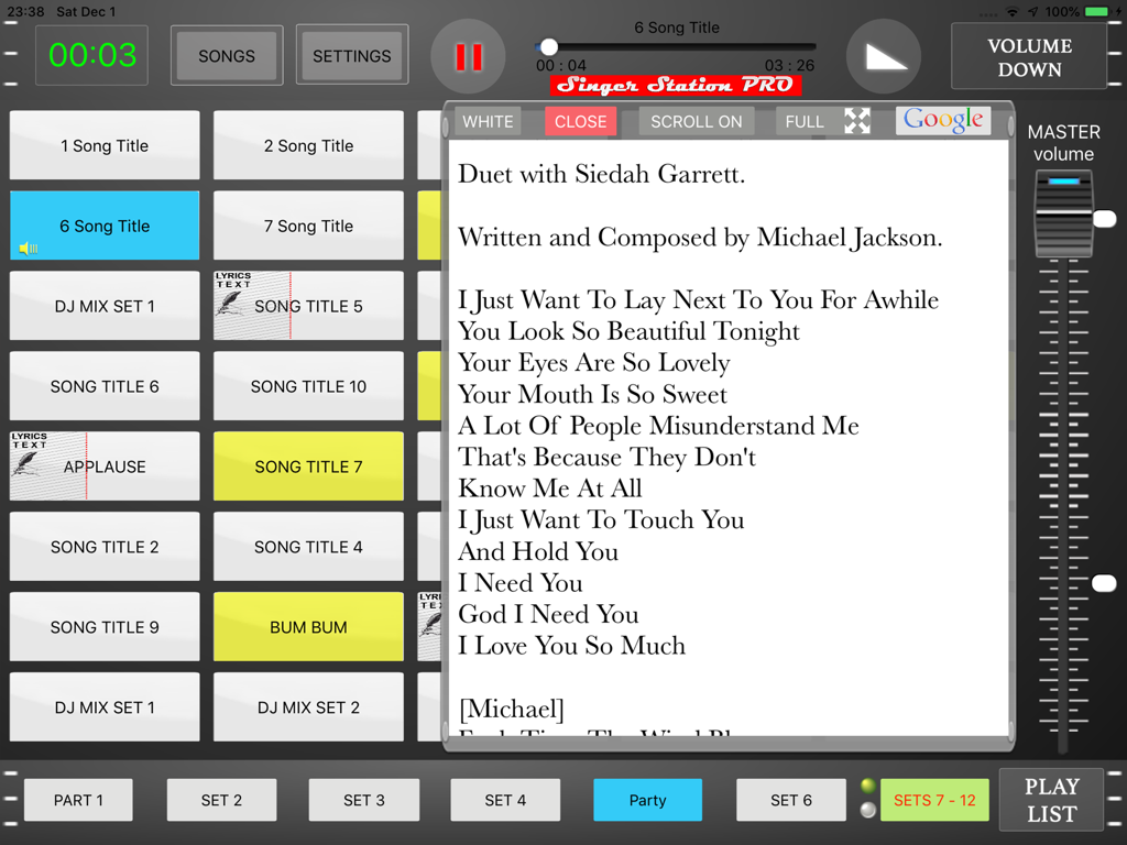 Singer Station PRO - Professionelle Singer Station iPad-App mit Backing-Track-Steuerungen und Songtextanzeige