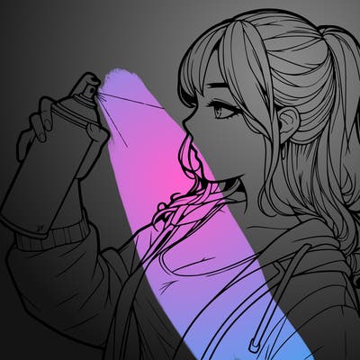 a realistic girl spray, painting