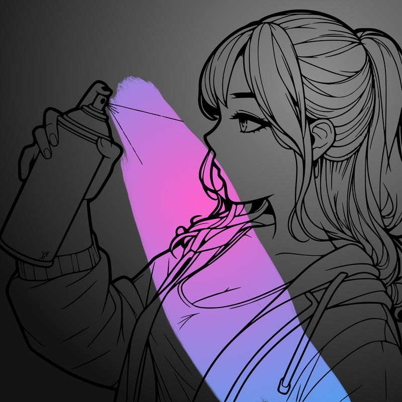 a realistic girl spray, painting