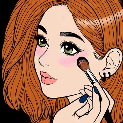 a realistic girl doing her makeup