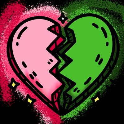 split in half heart