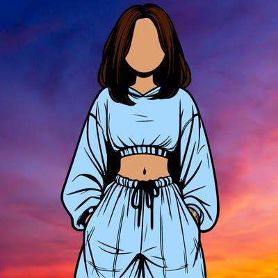 realistic girl faceless with baggy pants and a crop top