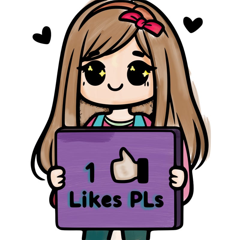 girl holding a sign saying 10 likes pls