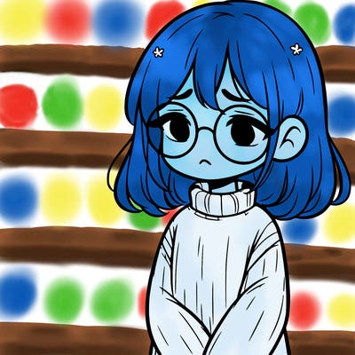 sad girl with glasses in a sweater