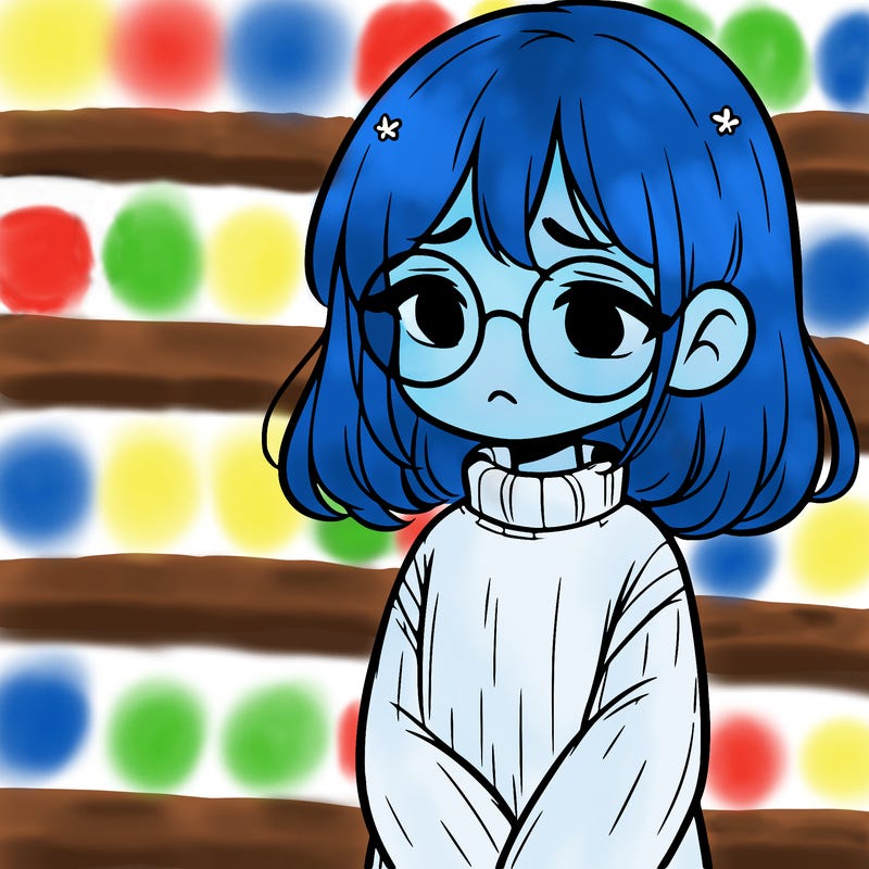 sad girl with glasses in a sweater