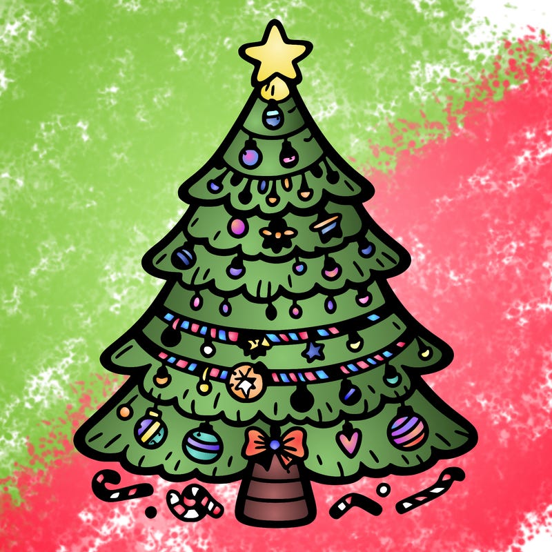 christmas tree with lots of details