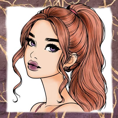 realistic girl with a ponytail on her hair and lips