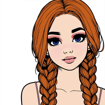 realistic girl with braids